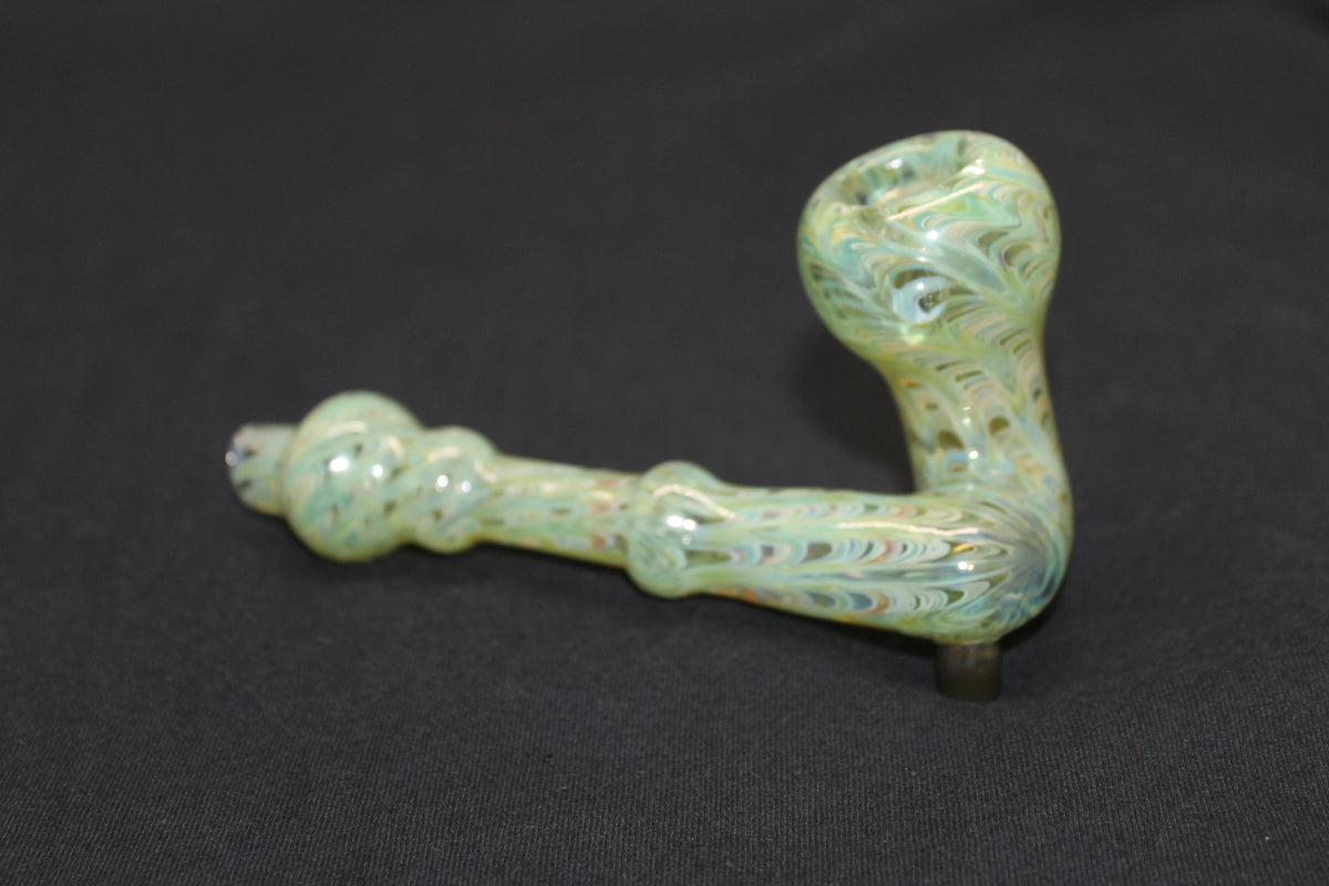 Green Glass Blown Pipe